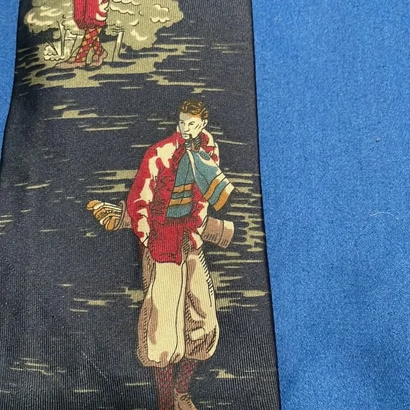 Vintage Golf Tie Necktie Blue with‎ Men playing Golf  Proffitts vintage scene - Picture 3 of 7